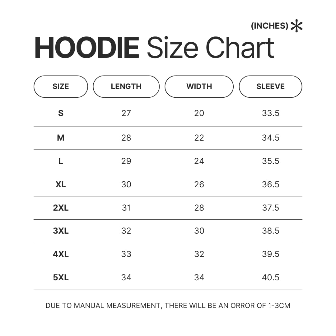 Hoodie Size Chart - Game Of Thrones Shop