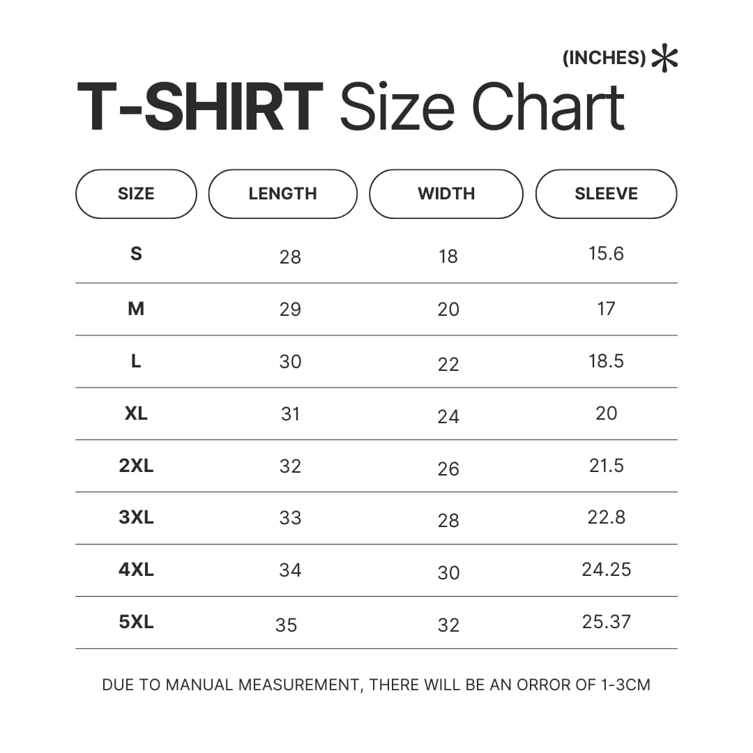 T shirt Size Chart - Game Of Thrones Shop