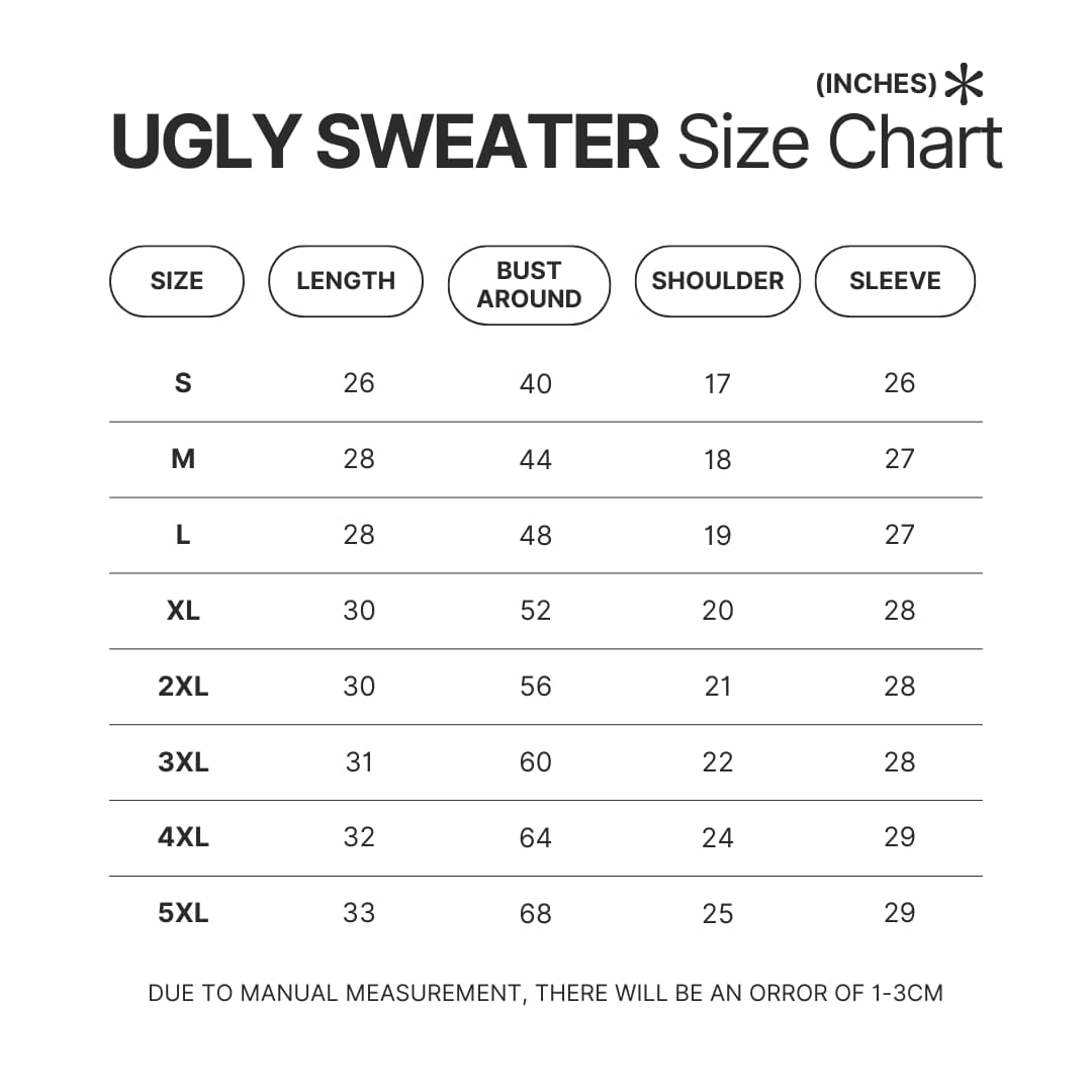Ugly Sweater Size Chart - Game Of Thrones Shop