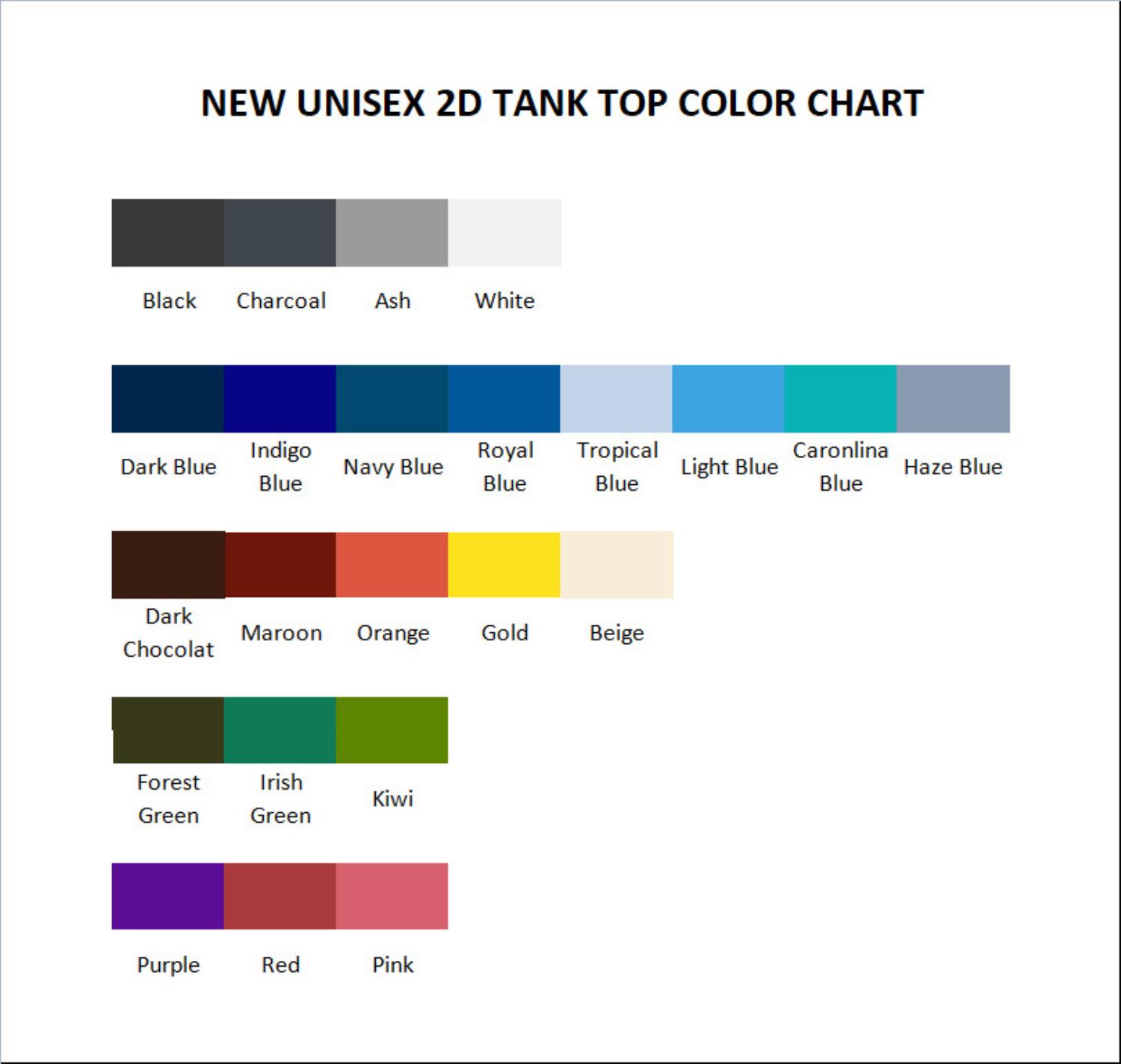 tank top color chart - Game Of Thrones Shop